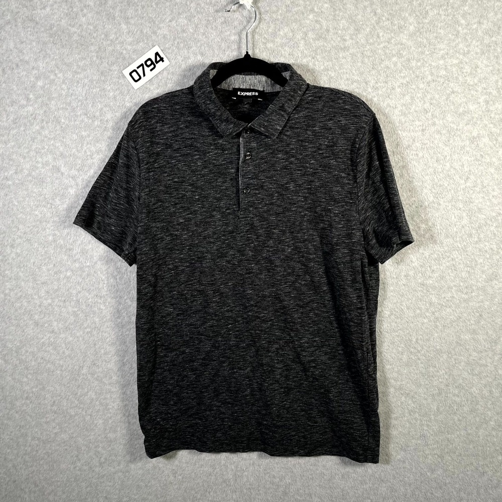 Express Golf Polo Shirt Mens Medium Heather Gray Cotton Stretch Casual Outdoor